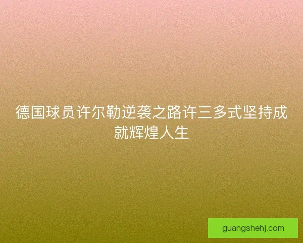 德国球员许尔勒逆袭之路许三多式坚持成就辉煌人生